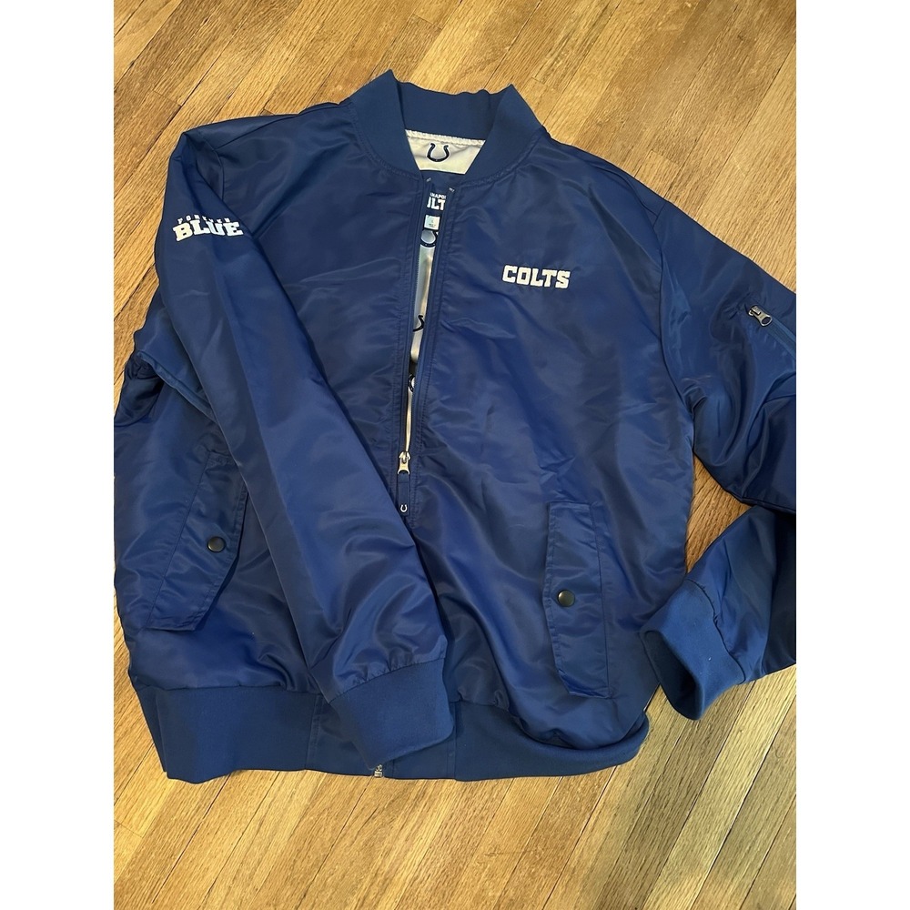 Indianapolis Colts Jacket Men's L Blue Varsity Style NFL Casual Logo